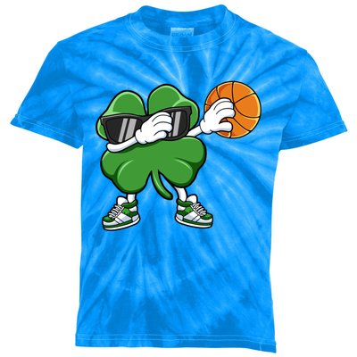 Dabbing Shamrock Basketball St Patricks Day Gift Meaningful Gift Kids Tie-Dye T-Shirt