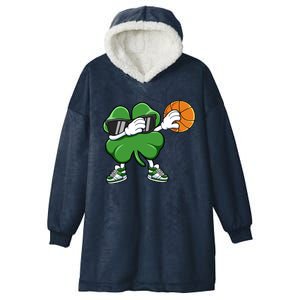 Dabbing Shamrock Basketball St Patricks Day Gift Meaningful Gift Hooded Wearable Blanket