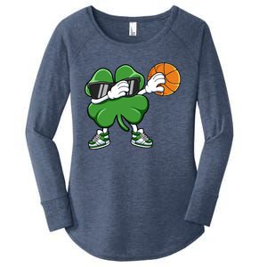 Dabbing Shamrock Basketball St Patricks Day Gift Meaningful Gift Women's Perfect Tri Tunic Long Sleeve Shirt