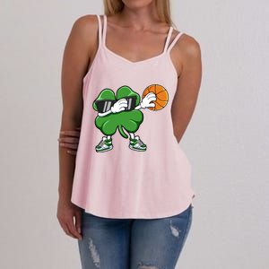 Dabbing Shamrock Basketball St Patricks Day Gift Meaningful Gift Women's Strappy Tank