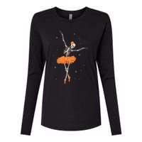 Dancing Skeleton Ballerina Ballet Dance Halloween Womens Cotton Relaxed Long Sleeve T-Shirt