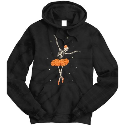 Dancing Skeleton Ballerina Ballet Dance Halloween Tie Dye Hoodie