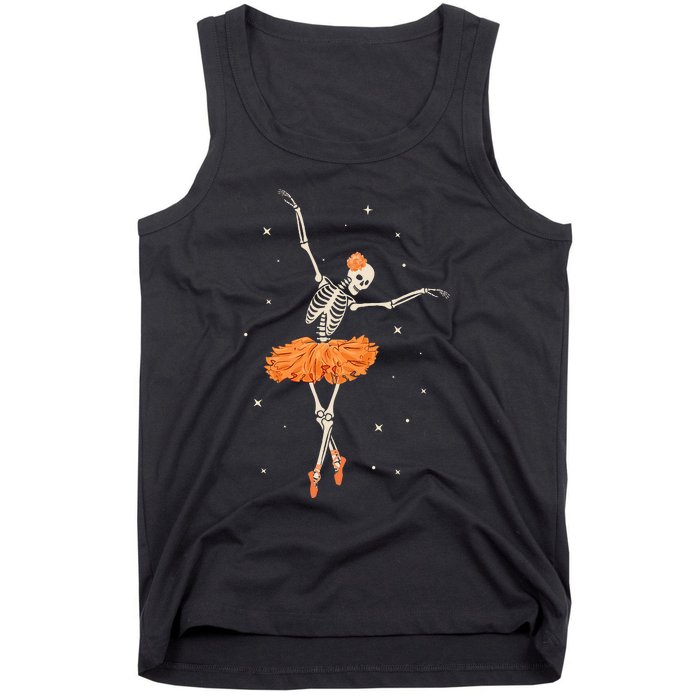 Dancing Skeleton Ballerina Ballet Dance Halloween Tank Top