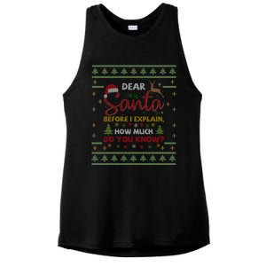 Dear Santa Before I Explain How Much Do You Know Christmas Cute Gift Ladies PosiCharge Tri-Blend Wicking Tank