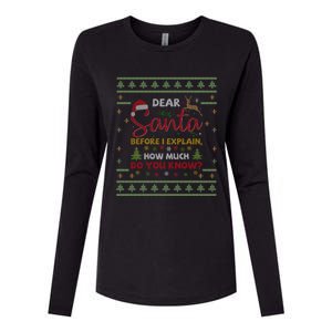 Dear Santa Before I Explain How Much Do You Know Christmas Cute Gift Womens Cotton Relaxed Long Sleeve T-Shirt