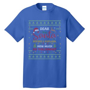 Dear Santa Before I Explain How Much Do You Know Christmas Cute Gift Tall T-Shirt