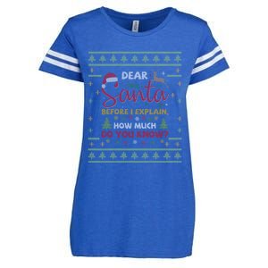 Dear Santa Before I Explain How Much Do You Know Christmas Cute Gift Enza Ladies Jersey Football T-Shirt