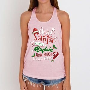 Dear Santa Before I Explain How Much Do You Know Christmas Gift Women's Knotted Racerback Tank