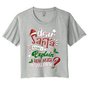 Dear Santa Before I Explain How Much Do You Know Christmas Gift Women's Crop Top Tee