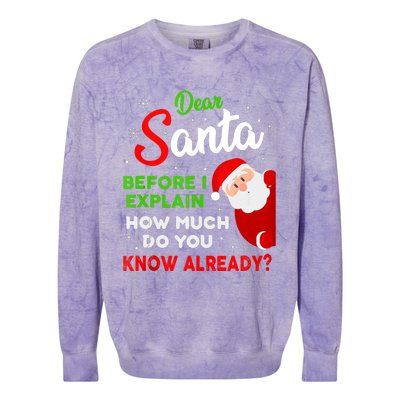 Dear Santa Before I Explain How Much Do You Know Already Tank Top Colorblast Crewneck Sweatshirt