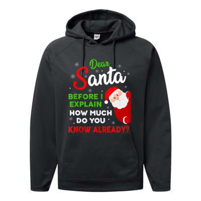 Dear Santa Before I Explain How Much Do You Know Already Tank Top Performance Fleece Hoodie