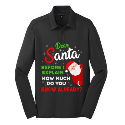 Dear Santa Before I Explain How Much Do You Know Already Tank Top Silk Touch Performance Long Sleeve Polo