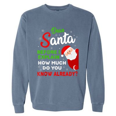 Dear Santa Before I Explain How Much Do You Know Already Tank Top Garment-Dyed Sweatshirt