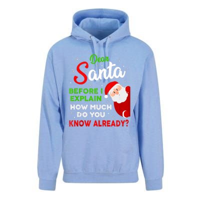 Dear Santa Before I Explain How Much Do You Know Already Tank Top Unisex Surf Hoodie