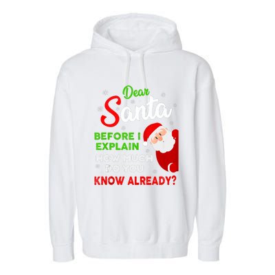 Dear Santa Before I Explain How Much Do You Know Already Tank Top Garment-Dyed Fleece Hoodie