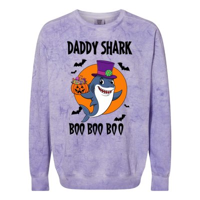 Daddy Shark Boo Boo Boo Funny Family Shark Halloween Colorblast Crewneck Sweatshirt