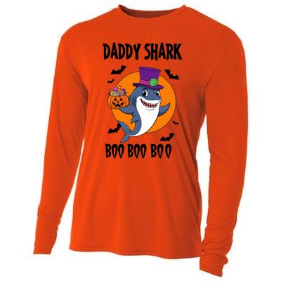 Daddy Shark Boo Boo Boo Funny Family Shark Halloween Cooling Performance Long Sleeve Crew