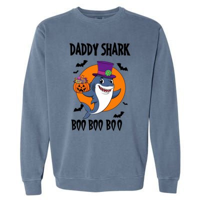 Daddy Shark Boo Boo Boo Funny Family Shark Halloween Garment-Dyed Sweatshirt