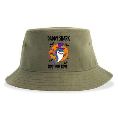 Daddy Shark Boo Boo Boo Funny Family Shark Halloween Sustainable Bucket Hat