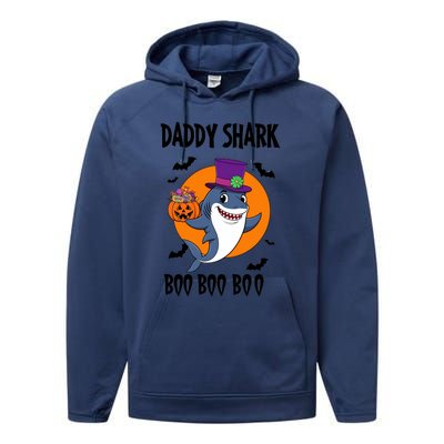 Daddy Shark Boo Boo Boo Funny Family Shark Halloween Performance Fleece Hoodie