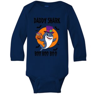 Daddy Shark Boo Boo Boo Funny Family Shark Halloween Baby Long Sleeve Bodysuit