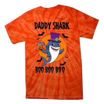 Daddy Shark Boo Boo Boo Funny Family Shark Halloween Tie-Dye T-Shirt