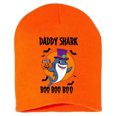 Daddy Shark Boo Boo Boo Funny Family Shark Halloween Short Acrylic Beanie