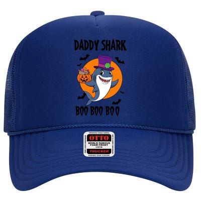 Daddy Shark Boo Boo Boo Funny Family Shark Halloween High Crown Mesh Back Trucker Hat