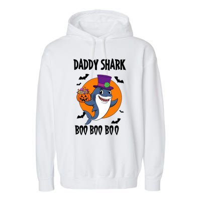 Daddy Shark Boo Boo Boo Funny Family Shark Halloween Garment-Dyed Fleece Hoodie