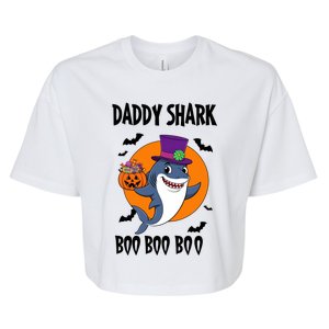 Daddy Shark Boo Boo Boo Funny Family Shark Halloween Bella+Canvas Jersey Crop Tee