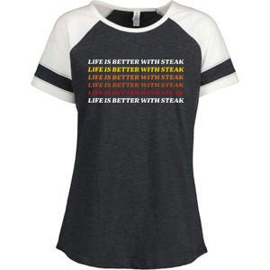 Dr Shawn Baker Wearing Life Is Better With Steak Enza Ladies Jersey Colorblock Tee