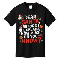 Dear Santa Before I Explain How Much Do You Know Funny Xmas Kids T-Shirt