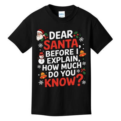 Dear Santa Before I Explain How Much Do You Know Funny Xmas Kids T-Shirt