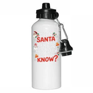 Dear Santa Before I Explain How Much Do You Know Funny Xmas Aluminum Water Bottle