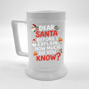 Dear Santa Before I Explain How Much Do You Know Funny Xmas Beer Stein