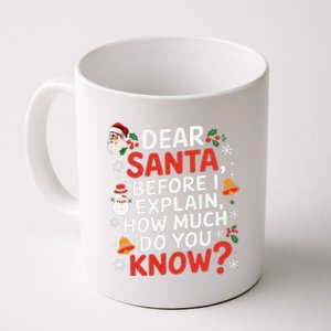 Dear Santa Before I Explain How Much Do You Know Funny Xmas Coffee Mug