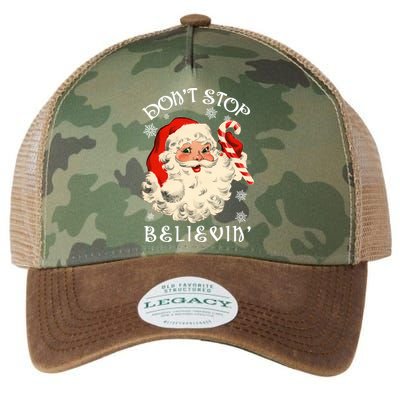 Don't Stop Believin Retro Santa Claus Legacy Tie Dye Trucker Hat
