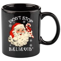 Don't Stop Believin Retro Santa Claus 11oz C Handle Ceramic Mug