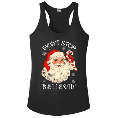 Don't Stop Believin Retro Santa Claus Ladies PosiCharge Competitor Racerback Tank