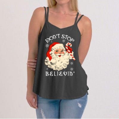 Don't Stop Believin Retro Santa Claus Women's Strappy Tank