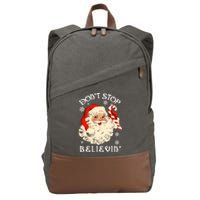 Don't Stop Believin Retro Santa Claus Cotton Canvas Backpack