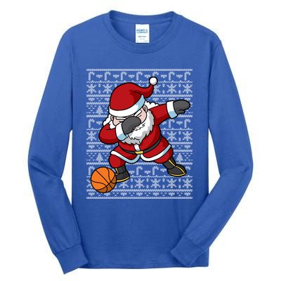 Dabbing Santa Basketball Ugly Christmas Sweater Pattern Cool Gift Tall Long Sleeve T-Shirt