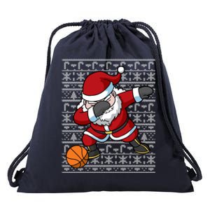 Dabbing Santa Basketball Ugly Christmas Sweater Pattern Cool Gift Drawstring Bag