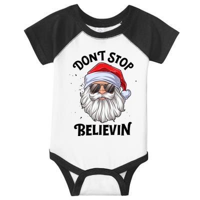 Don't Stop Believin Santa Christmas Boys Girls Funny Xmas Gift Infant Baby Jersey Bodysuit