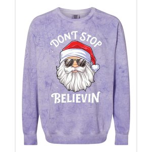 Dont Stop Believin Santa Funny Christmas Boy Kids Gifts Colorblast Crewneck Sweatshirt