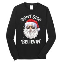 Dont Stop Believin Santa Funny Christmas Boy Kids Gifts Long Sleeve Shirt