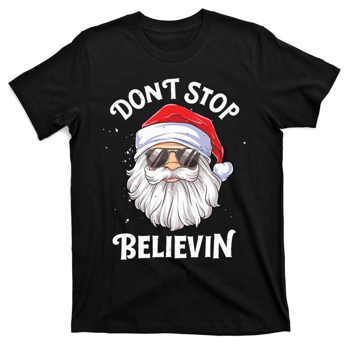 Dont Stop Believin Santa Funny Christmas Boy Kids Gifts T-Shirt