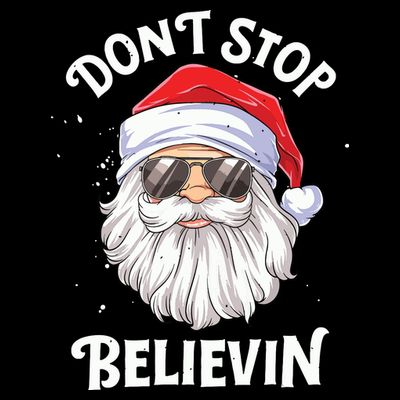 Dont Stop Believin Santa Funny Christmas Boy Kids Gifts T-Shirt