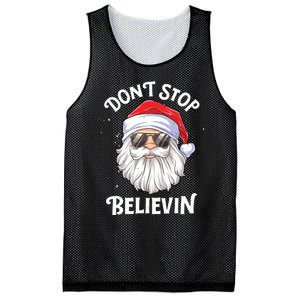 Dont Stop Believin Santa Funny Christmas Boy Kids Gifts Mesh Reversible Basketball Jersey Tank