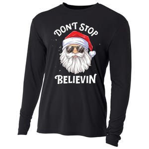 Dont Stop Believin Santa Funny Christmas Boy Kids Gifts Cooling Performance Long Sleeve Crew